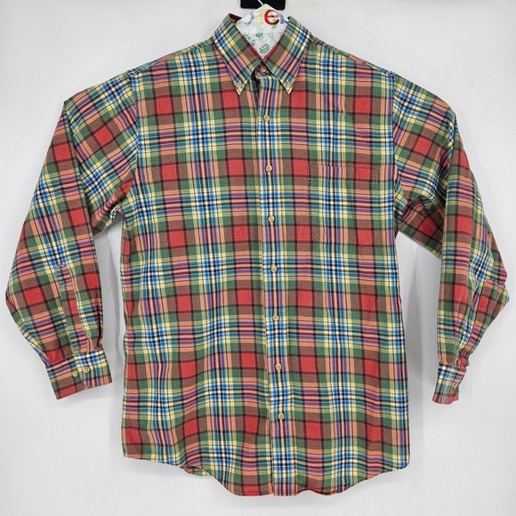 Vintage Viyella Shirt Mens Medium  Button Down Plaid Wool Blend Casual Preppy - Picture 1 of 9